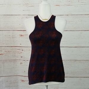 FIGHTING EEL // tempo tank top navy & red print